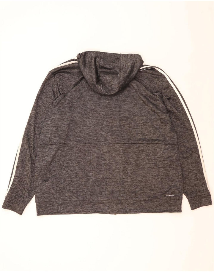 ADIDAS Pull à capuche zippé Climalite pour homme 2XL Gris chiné Polyester