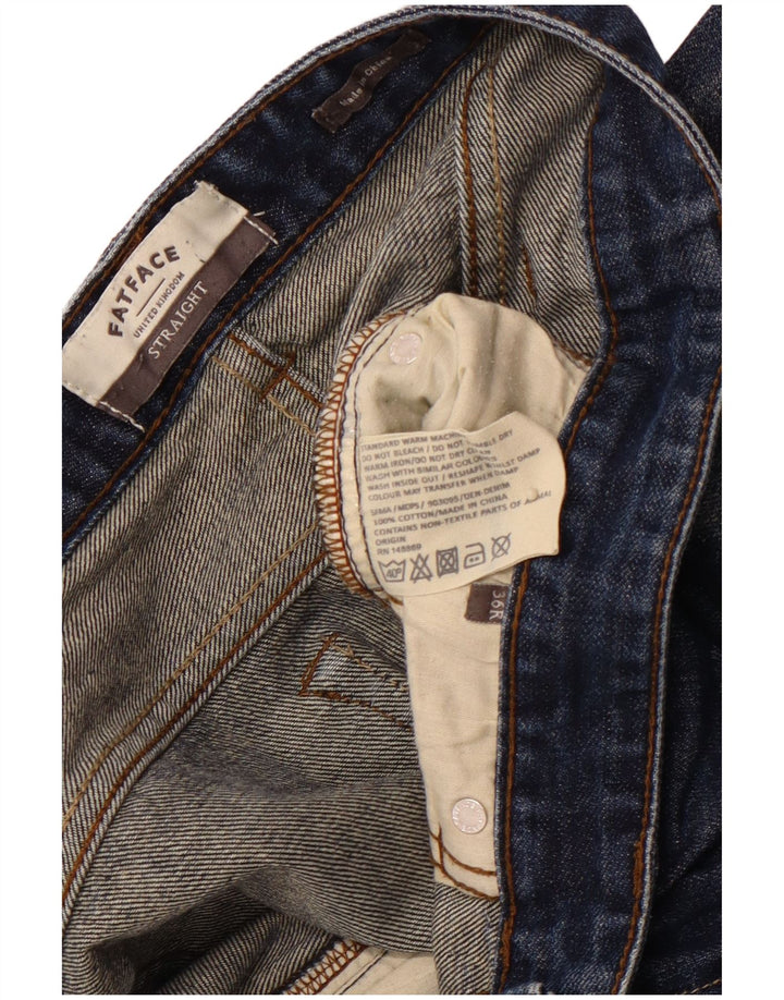 FAT FACE Jean droit coupe classique délavé à l'acide pour homme W36 L31 en coton bleu