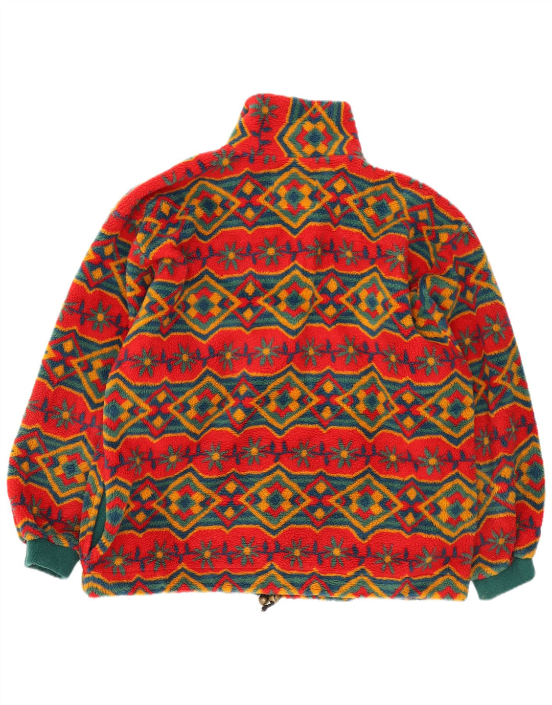 vintage Femme Veste polaire surdimensionnée UK 18 XL Rouge Géométrique