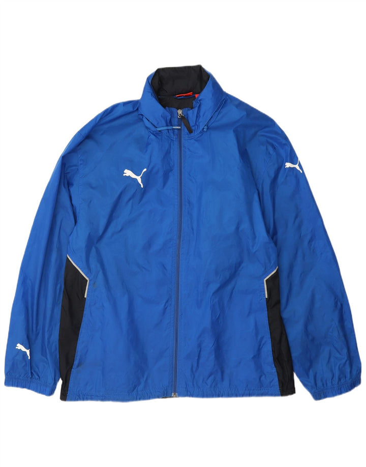 Puma Veste de pluie à capuche pour homme UK 38 Bleu moyen Nylon colour block