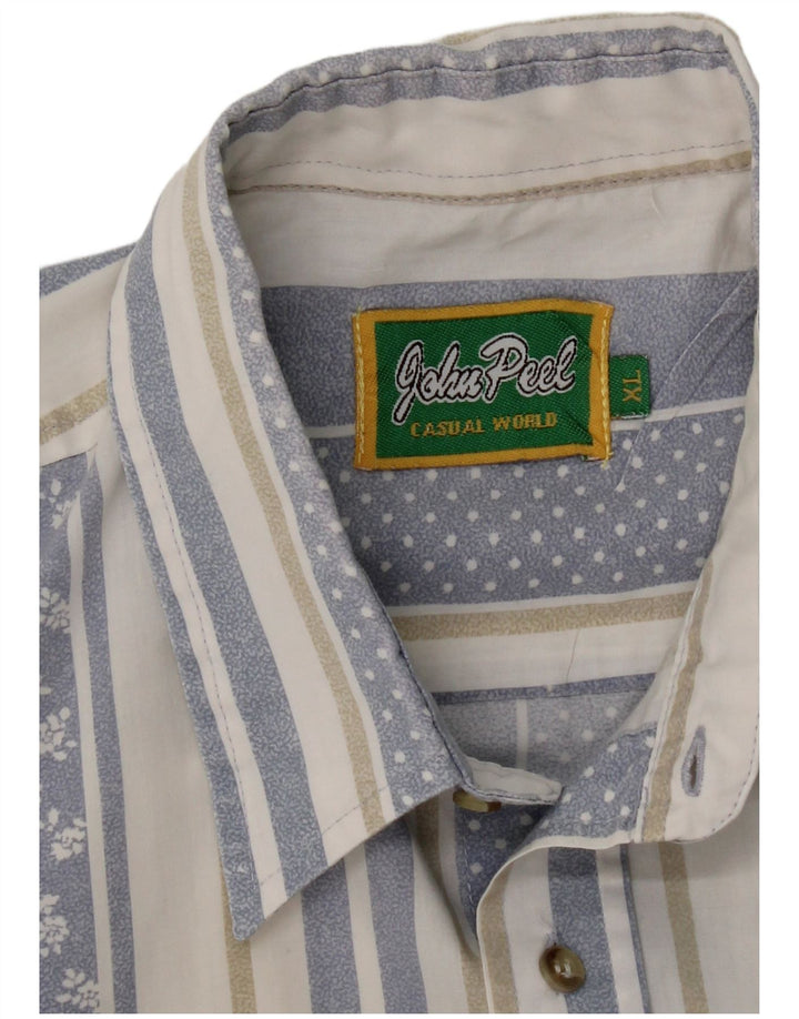 John Peel Chemise à manches courtes pour homme XL Bleu rayé