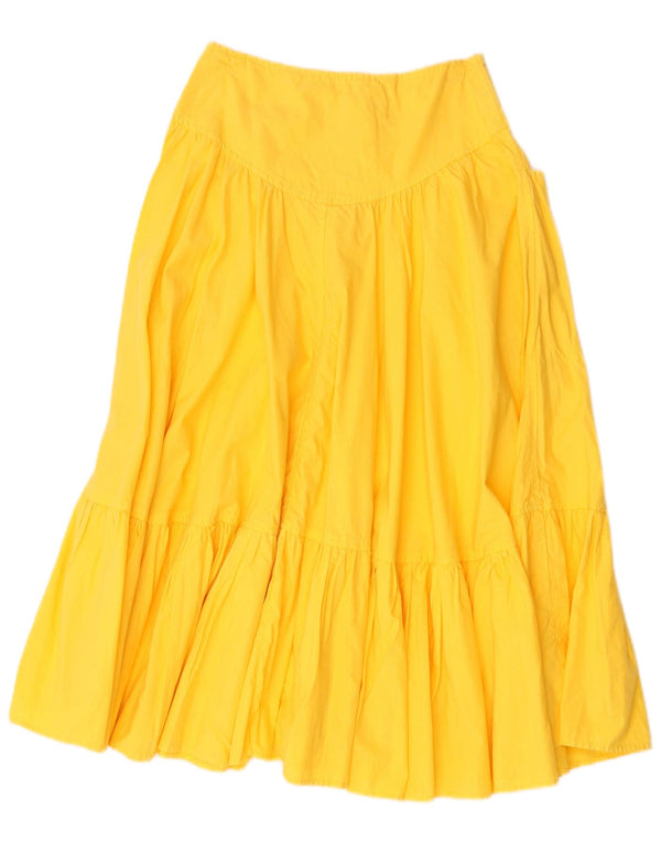 Benetton Jupe taille haute à volants pour femme IT 40 Small W26 Coton jaune