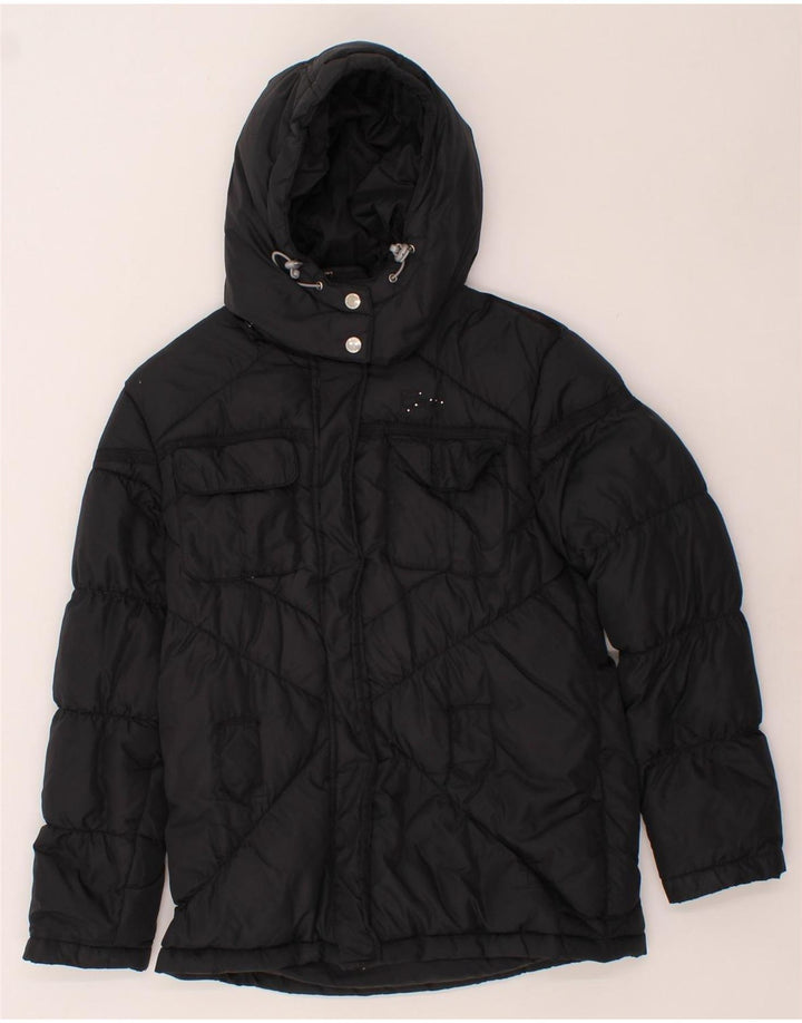GEOX Girls Hooded Padded Jacket 11-12 Years Black Polyamide Vintage Geox and Second-Hand Geox from Messina Hembry 