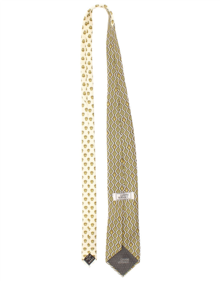 Gianni Versace Cravate Homme Taille Unique Jaune Géométrique Soie Designer