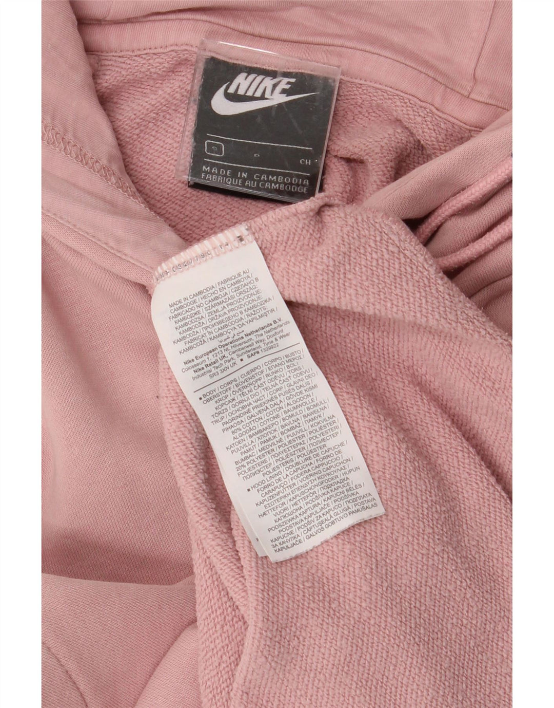 NIKE Pull à capuche surdimensionné pour femme UK 10 Petit coton rose