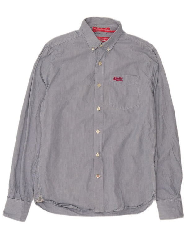 Superdry Chemise Homme Bleu Moyen En Coton À Fines Rayures