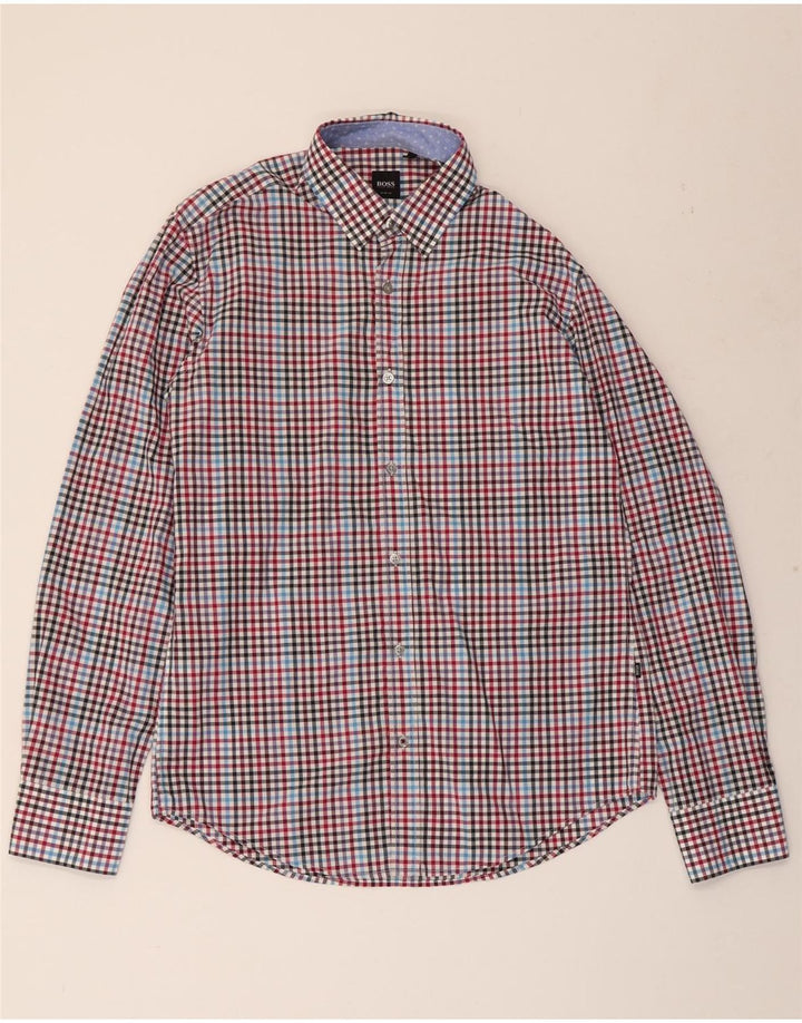 HUGO BOSS Chemise Slim Fit en coton vichy multicolore moyen