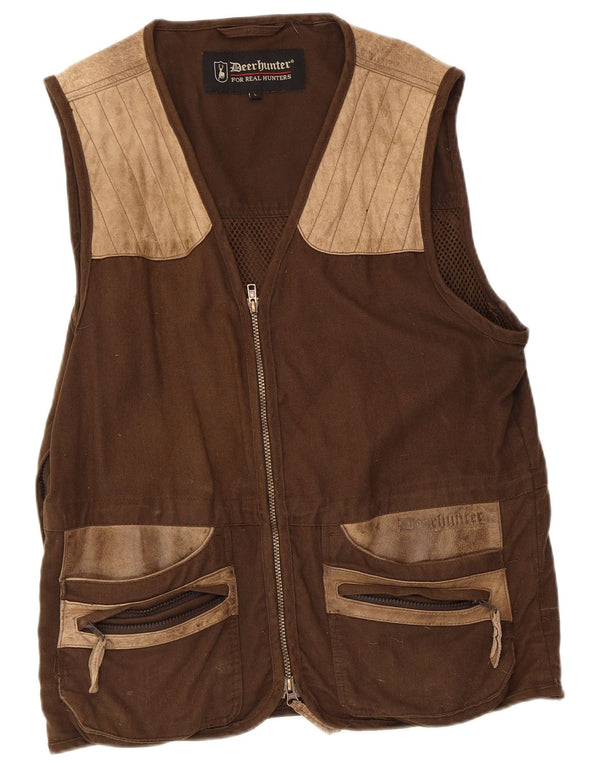 Deerhunter Gilet Homme UK 40 Large Marron Colorblock Coton