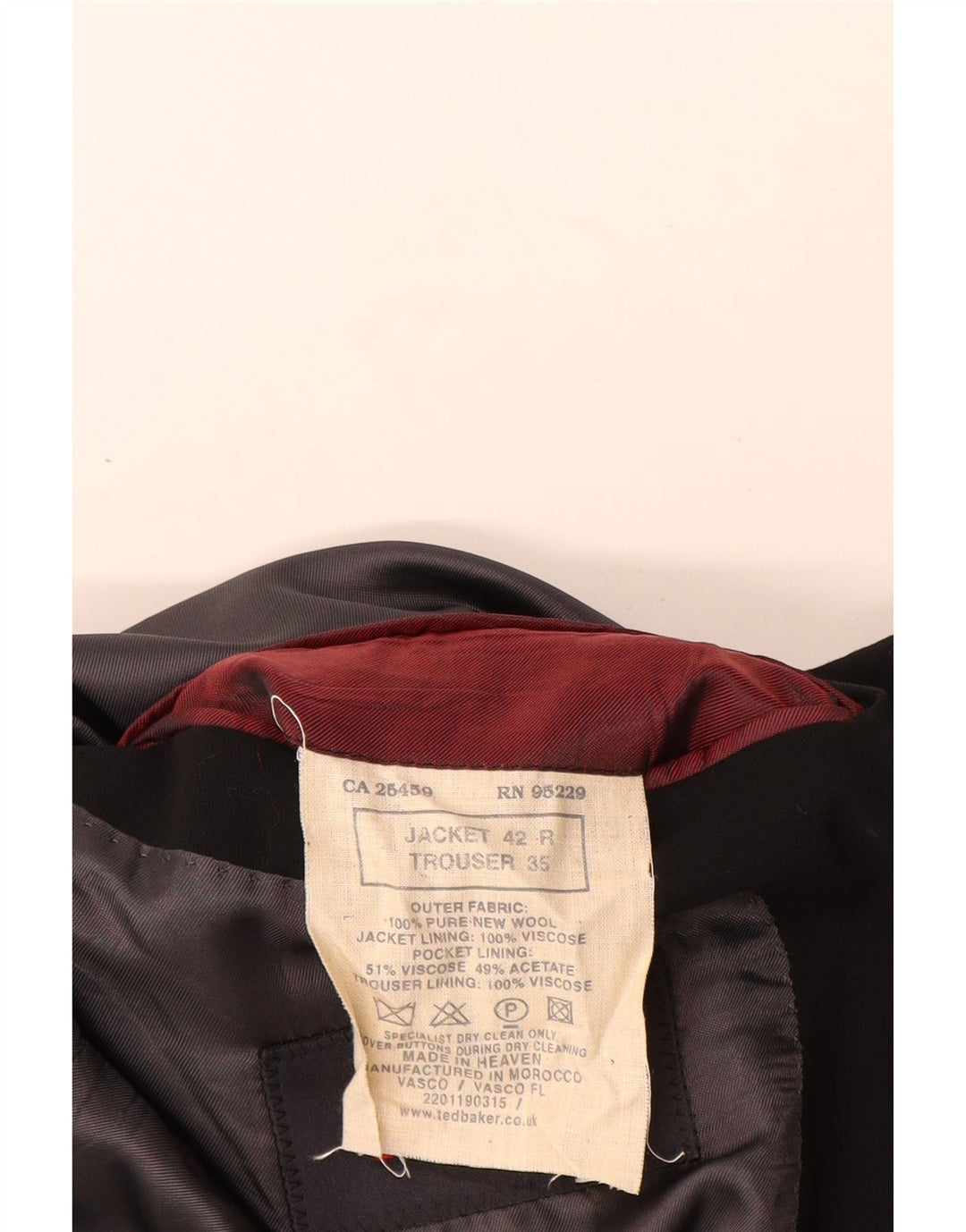 Ted Baker Veste blazer à 3 boutons pour homme US 42 XL Noir Laine vierge