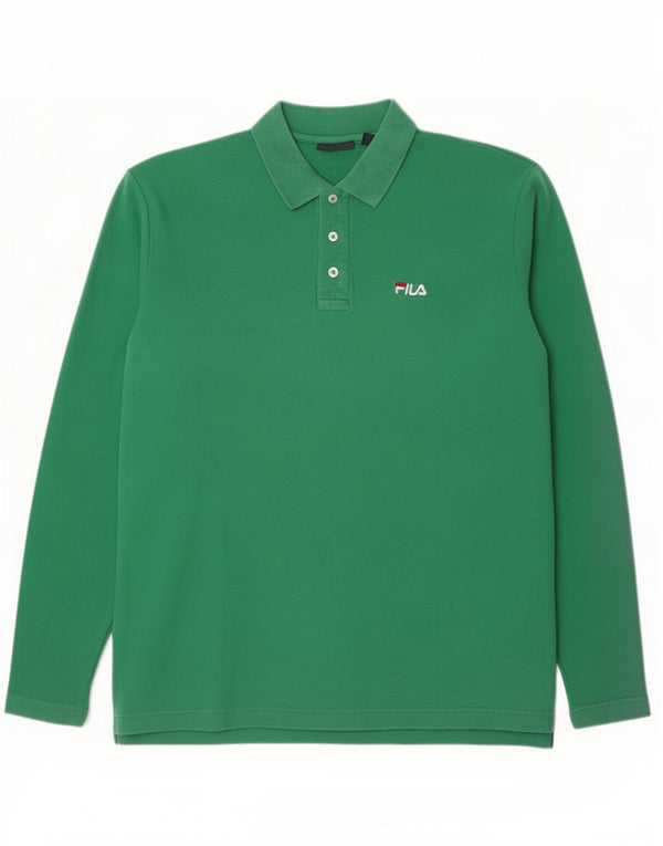 Fila Polo à manches longues pour homme XL en coton vert