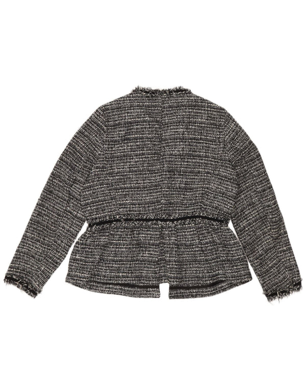 Zara Veste blazer ouverte surdimensionnée pour femme UK 6 XS Polyester rayé noir