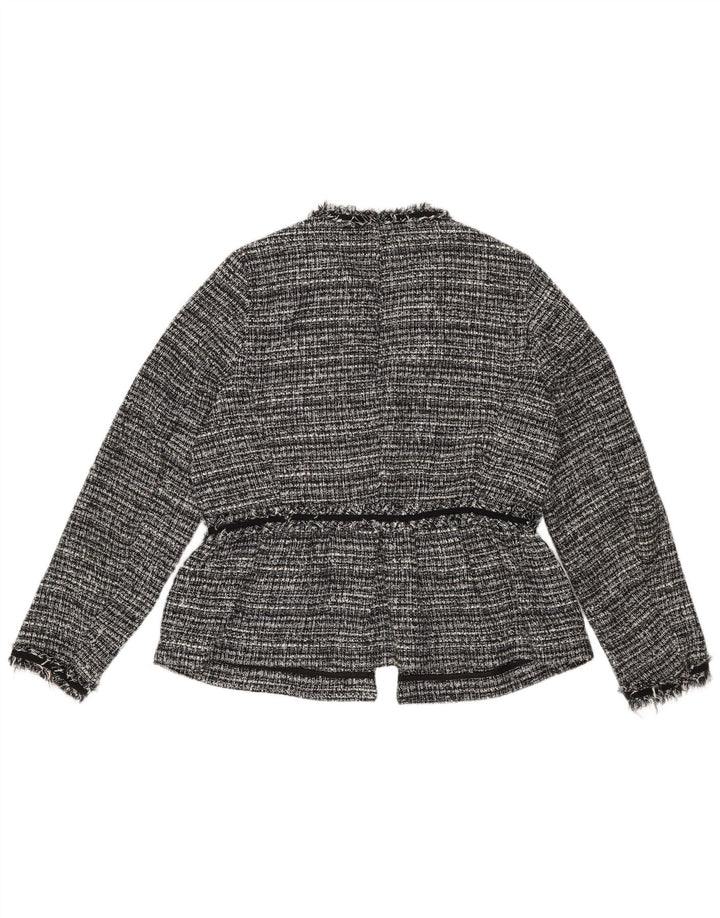 Zara Veste blazer ouverte surdimensionnée pour femme UK 6 XS Polyester rayé noir