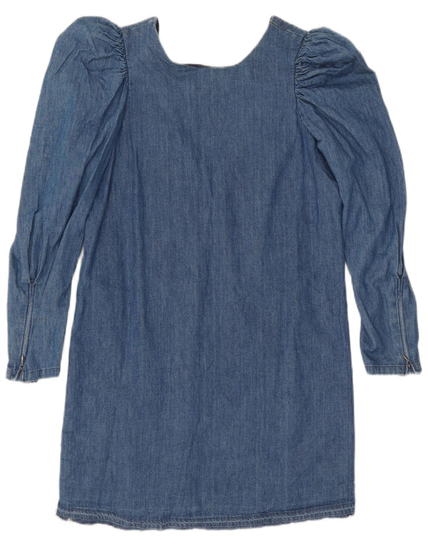 robe en denim à manches longues vintage pour femmes UK 12 Bleu moyen