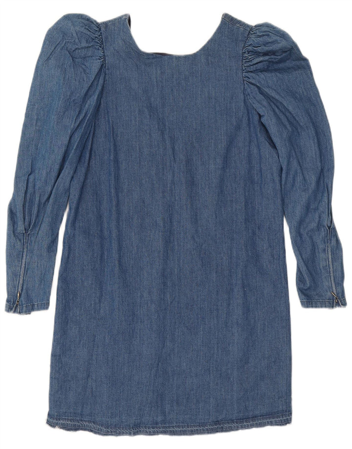 robe en denim à manches longues vintage pour femmes UK 12 Bleu moyen