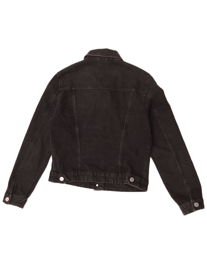 Zara Veste en jean courte pour femme UK 12 Noir moyen