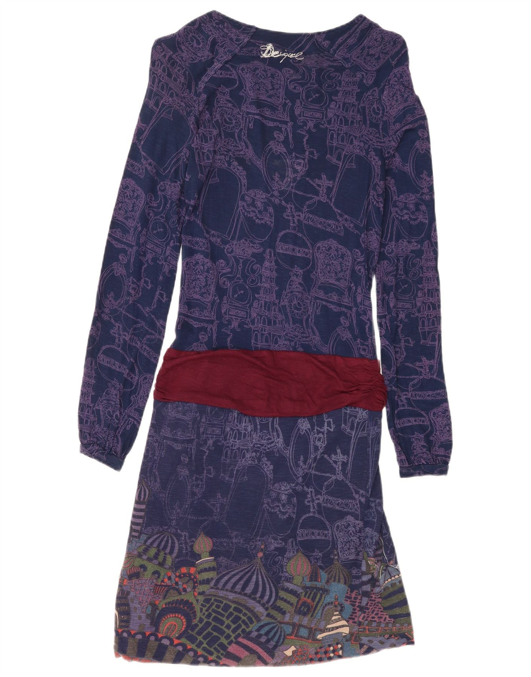 Desigual Robe taille basse à motif abstrait pour femme UK 8 Small Bleu marine