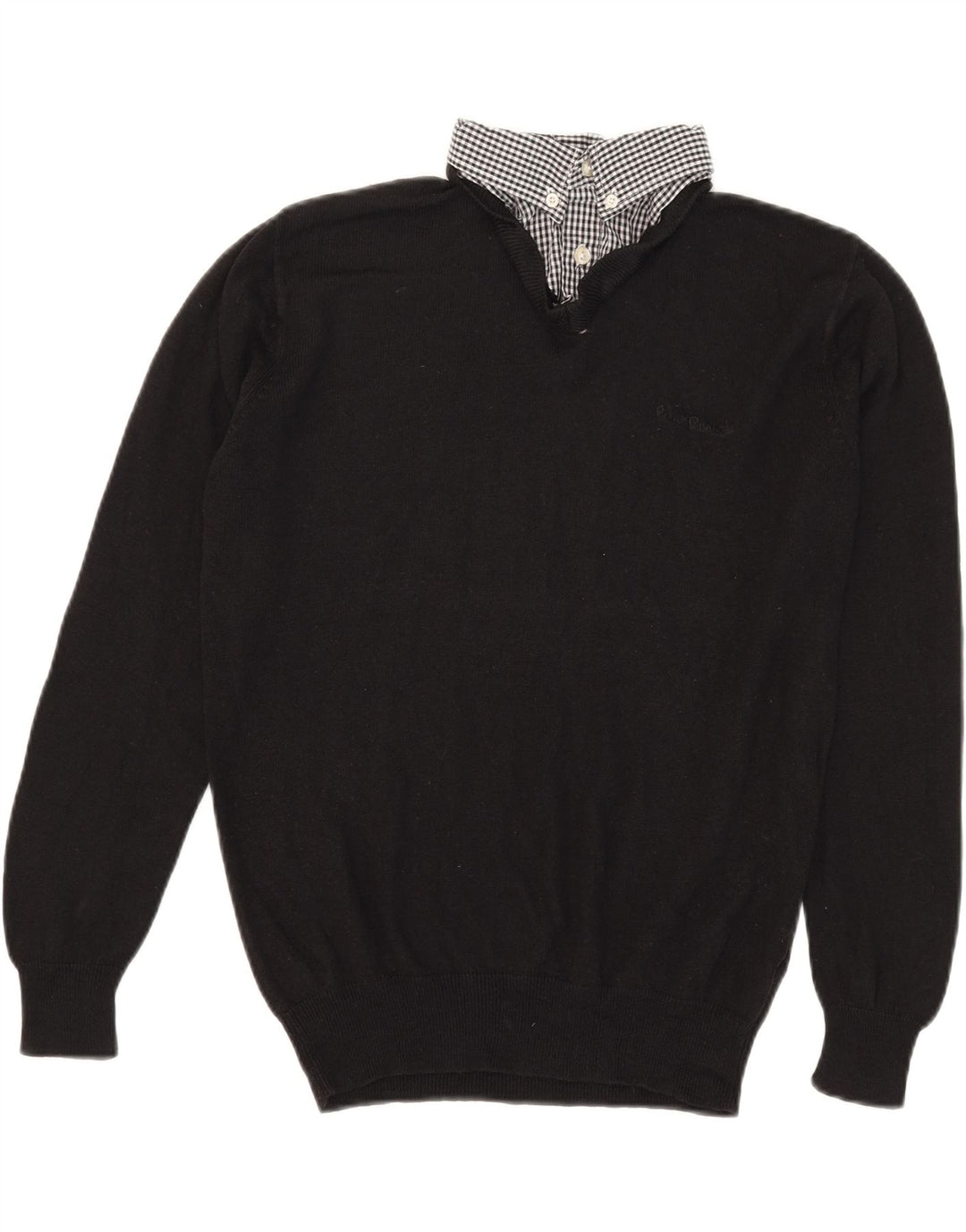 Pierre Cardin Pull Col V Homme Noir Moyen Carreaux Acrylique