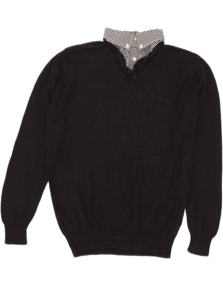 Pierre Cardin Pull Col V Homme Noir Moyen Carreaux Acrylique