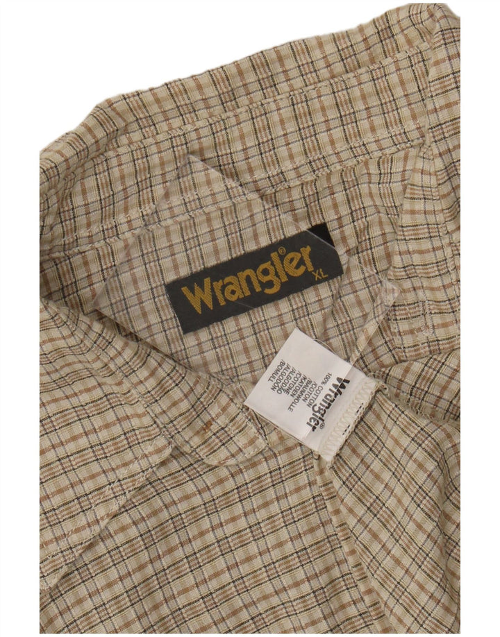 Wrangler Chemise à manches courtes pour homme XL en coton à carreaux beige