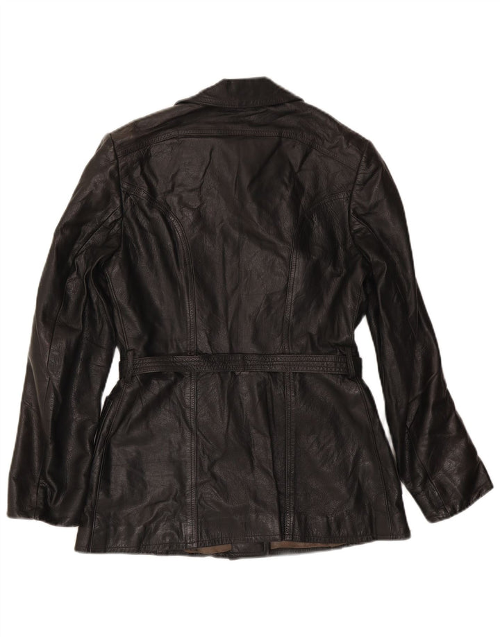 veste en cuir femme vintage UK 10 Petit Noir