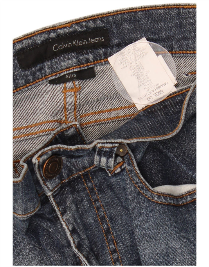 CALVIN KLEIN Jean Slim Femme W30 L28 Bleu Marine Coton