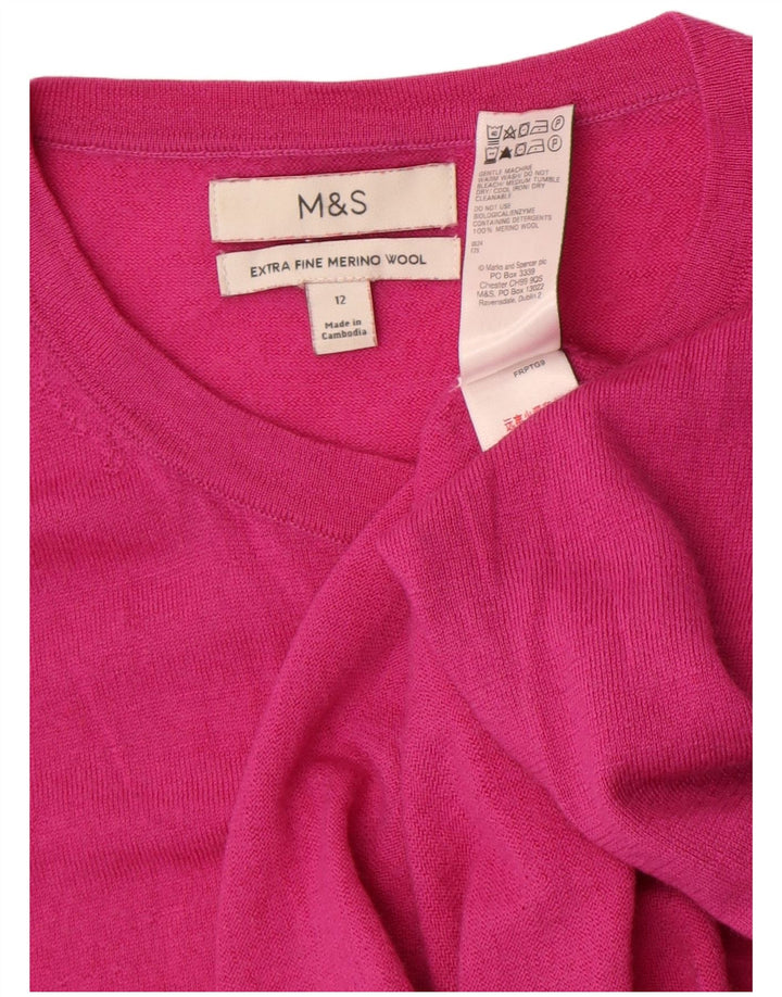 Marks & Spencer Cardigan pour femme en laine mérinos rose moyen UK 12