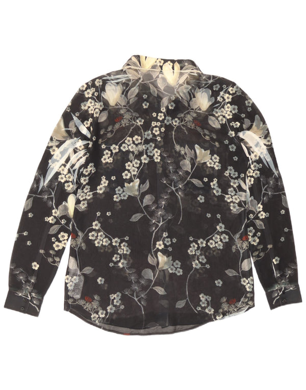 Guess Chemisier transparent pour femme UK 44 en polyester floral noir moyen