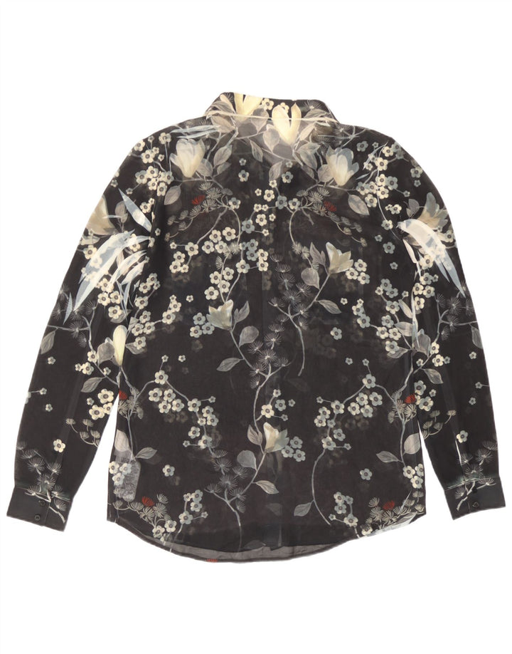 Guess Chemisier transparent pour femme UK 44 en polyester floral noir moyen