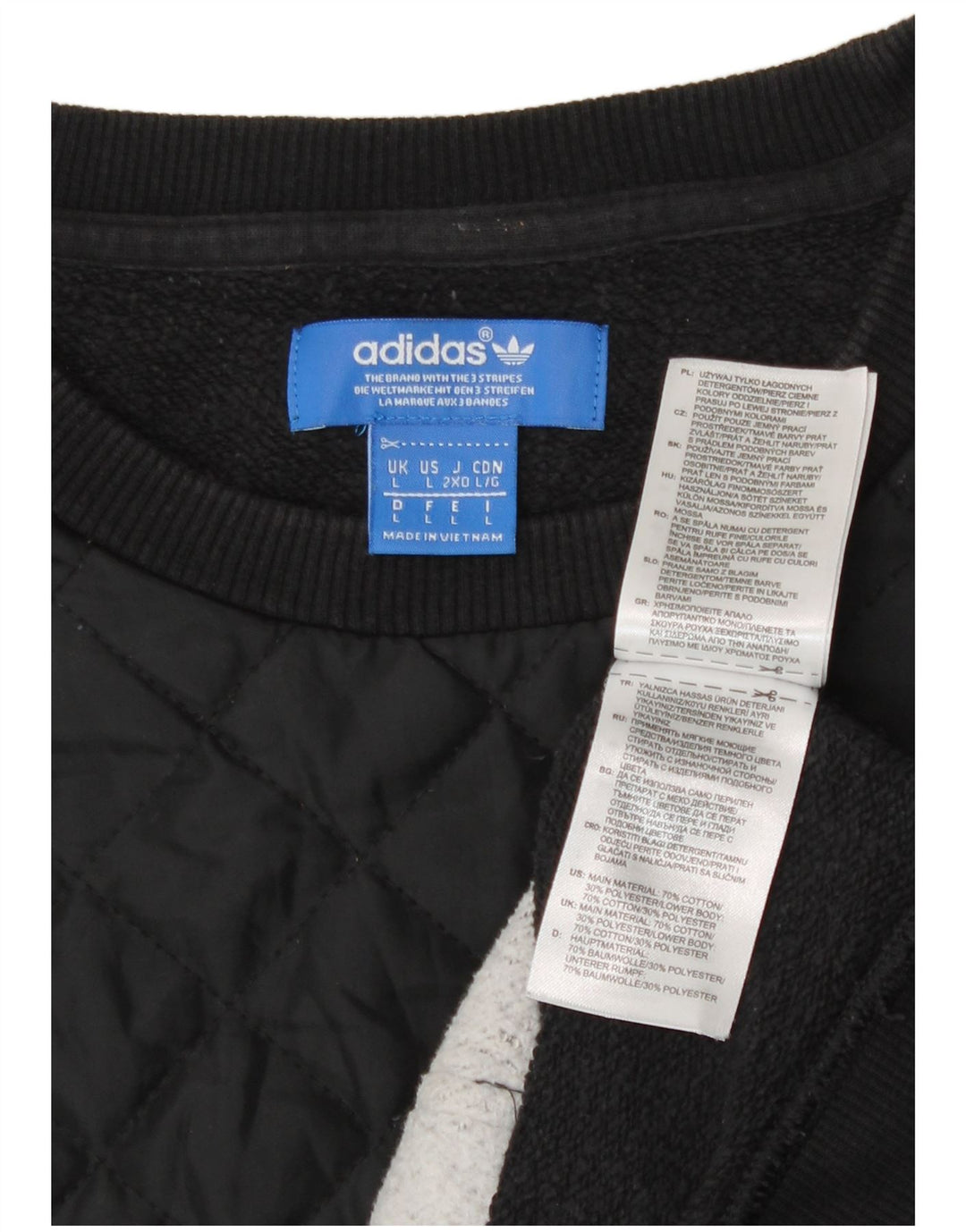 Adidas Sweat-shirt pour homme en coton color block Noir Taille L