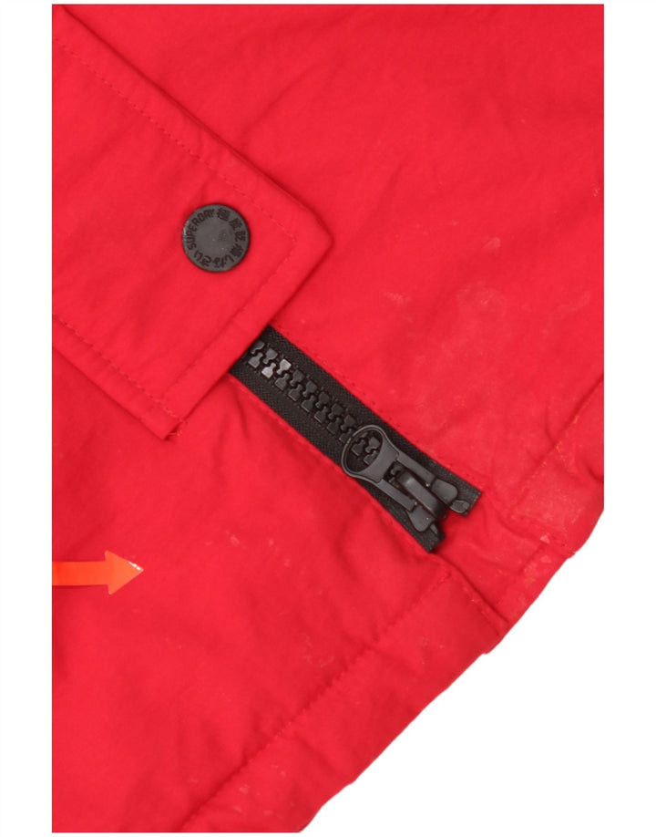 Superdry Veste Parka surdimensionnée à capuche pour femme UK 10 Petit nylon rouge