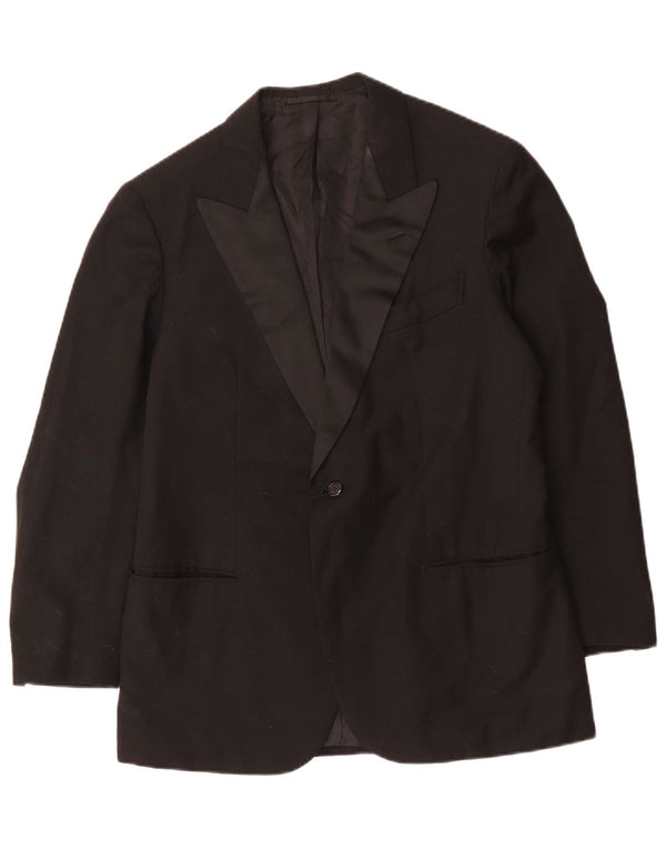 vintage Homme 1 Bouton Blazer Veste UK 38 Moyen Noir