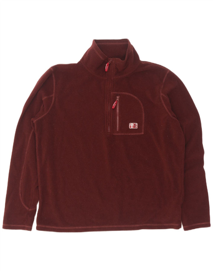 Fat Face Pull polaire à col zippé pour homme en polyester marron Taille L