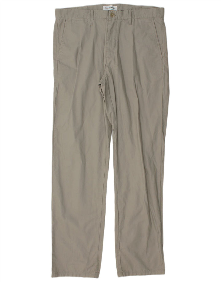 CALVIN KLEIN Pantalon Chino Droit Homme W33 L32 Gris Coton