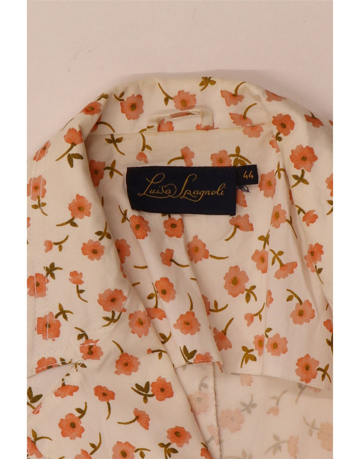 LUISA SPAGNOLI Veste Blazer 3 Boutons Femme IT 44 Blanc Moyen Floral