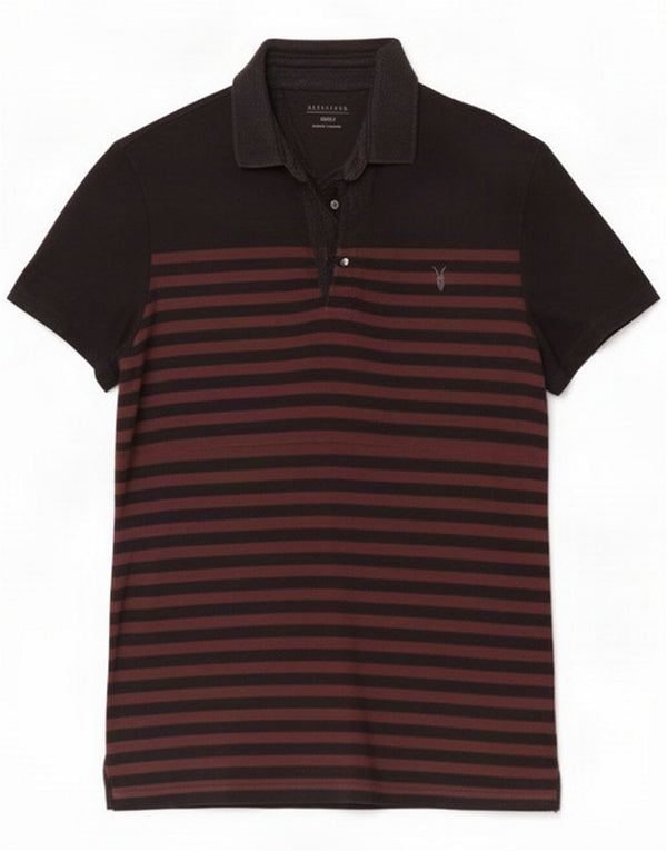 Polo homme All Saints petit coton rayé noir