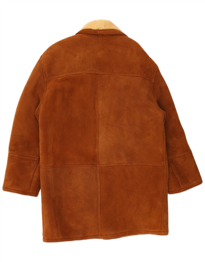 veste en peau de mouton vintage pour homme UK 40 Grande peau de mouton brune