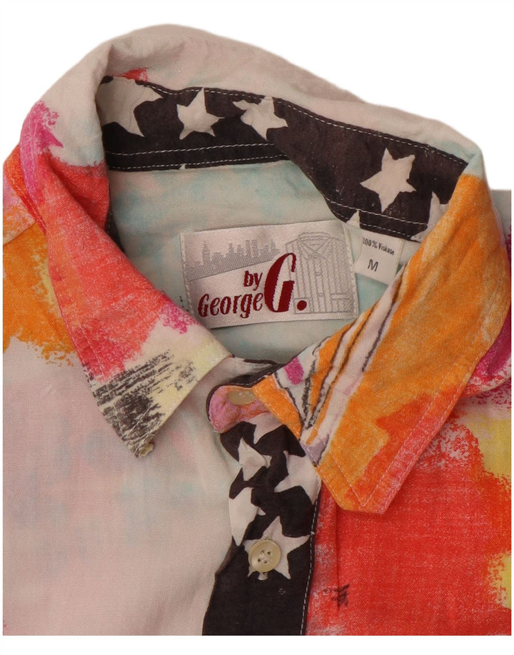 Chemise à manches courtes à motif abstrait vintage pour hommes, multicolore moyen