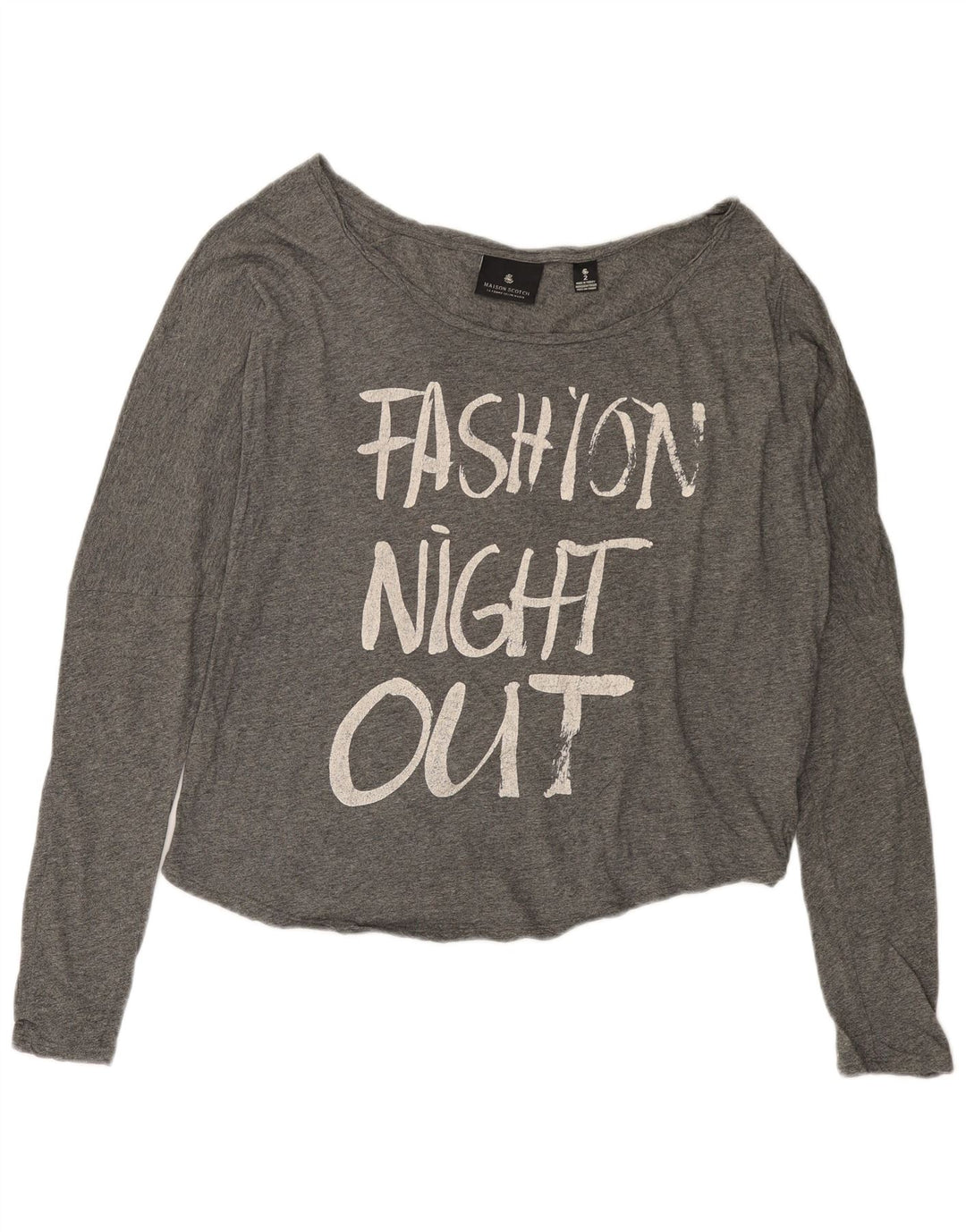 MAISON SCOTCH Haut graphique surdimensionné à manches longues pour femmes US 2 XS Gris Coton