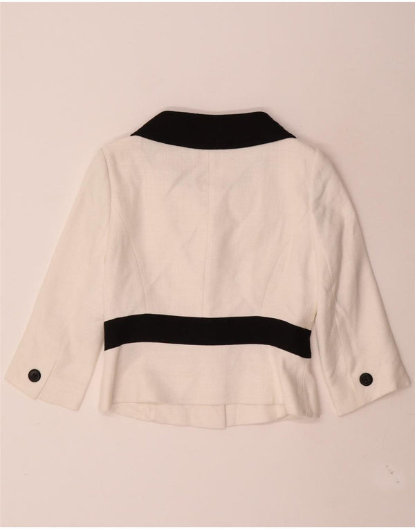 Hobbs Veste blazer courte à 2 boutons pour femme UK 10 Petit colorblock blanc