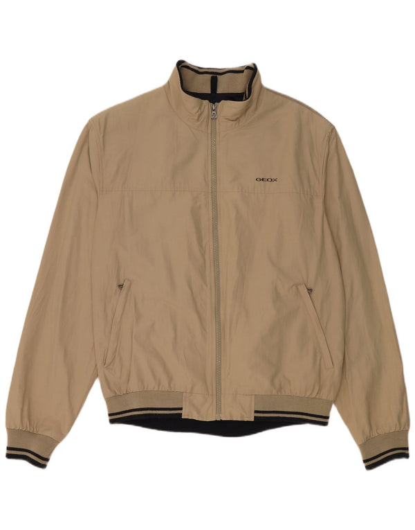 Geox Hommes Respira Bomber Veste UK 42 XL Beige Rayé Coton