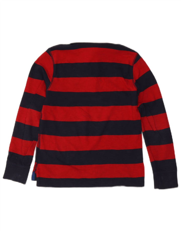 Benetton Polo Regular à Manches Longues Garçon 7-8 Ans Rayé Rouge Moyen