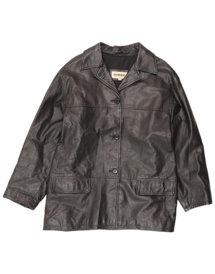 Conbipel Veste en Cuir Coupe Ample Femme IT 46 Grand Cuir Noir