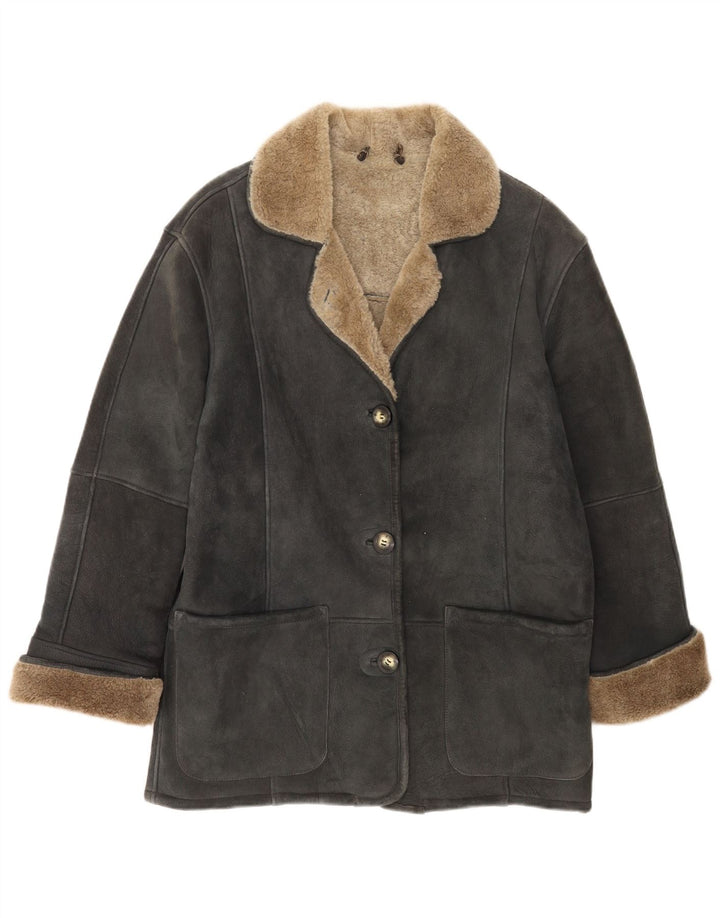 Your Sixth Sense Veste en peau de mouton pour femme UK 18 XL Cuir gris