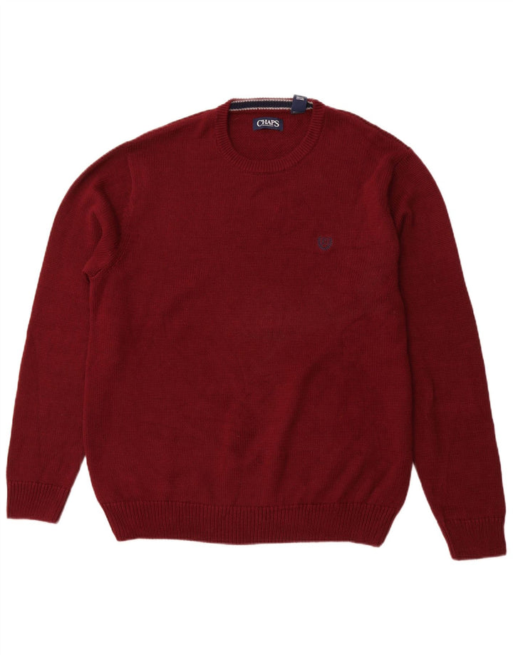 CHAPS Pull col rond pour homme en coton bordeaux Taille L