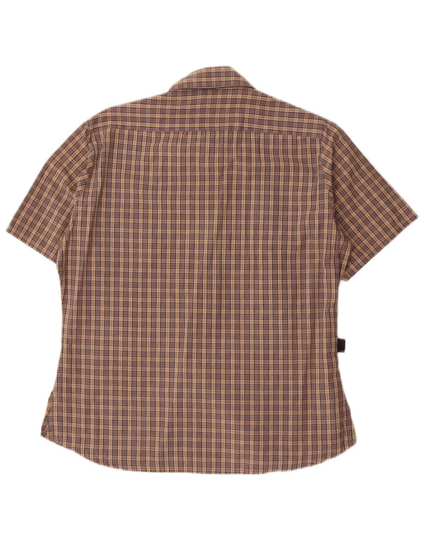 Barbour Chemise à manches courtes pour femme UK 14 Grand coton à carreaux marron