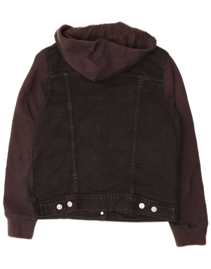 Levi's Veste en Jean à Capuche Femme UK 14 Coton Noir Moyen