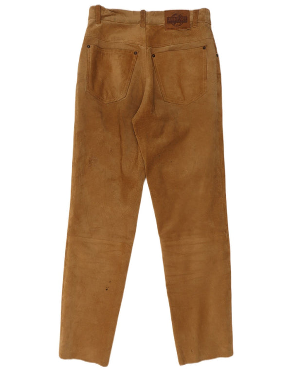 John F Gee Pantalon slim en daim pour femme IT 42 Medium W28 L28 Beige