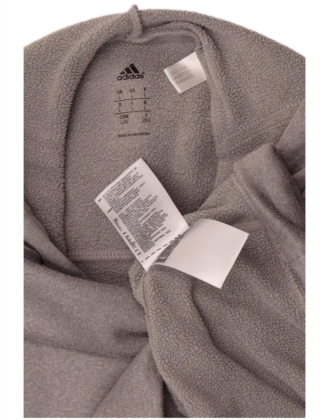Adidas Pull à capuche pour homme Large Gris Moucheté Polyester