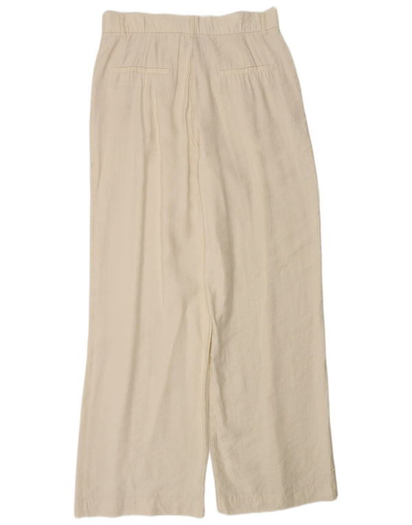 Zara Pantalon Chino Taille Haute Pour Femme Large W30 L33 Modal Blanc Cassé