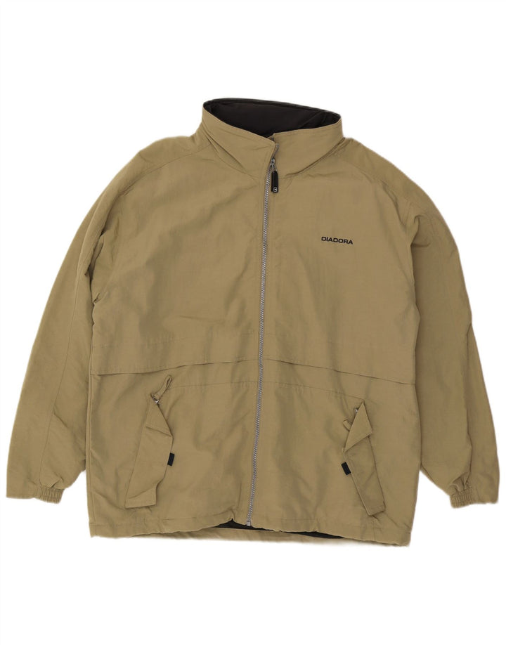 Diadora Veste de pluie à capuche pour homme UK 40 Large Kaki Polyamide